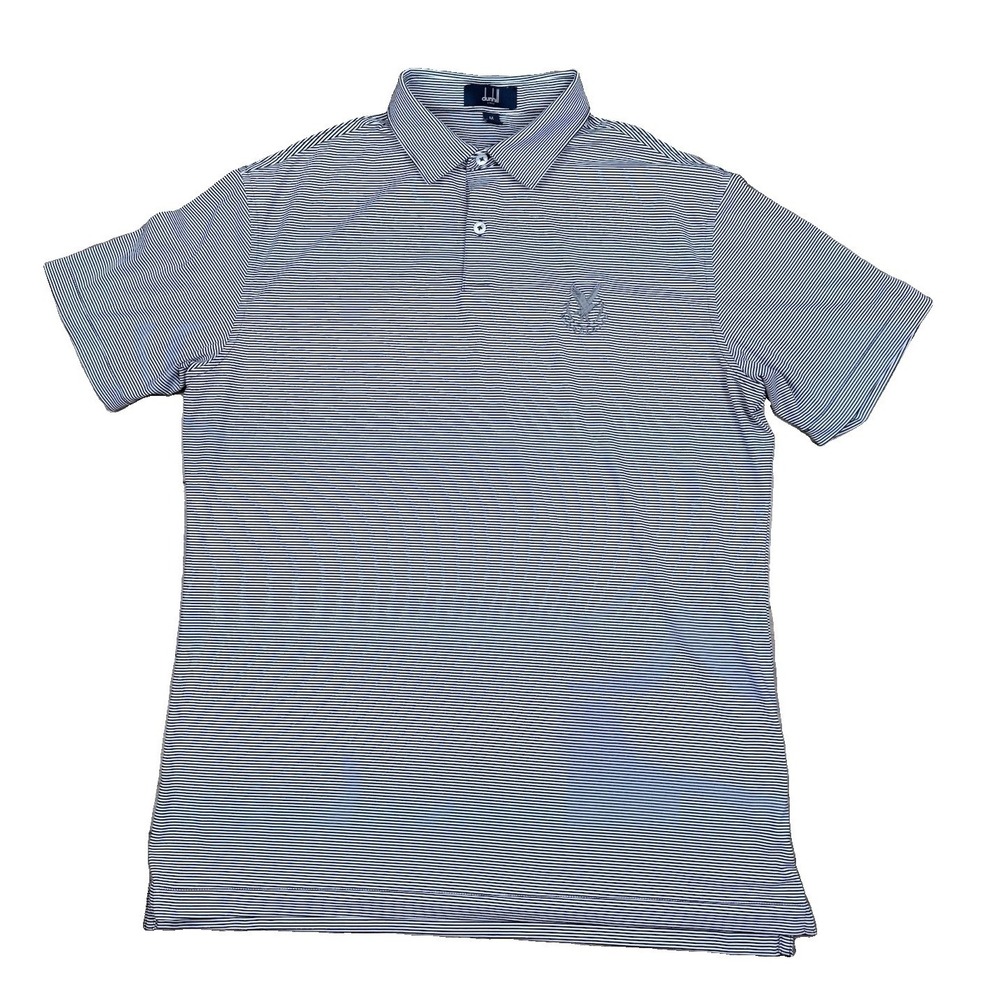 Dunhill Links Polo Shirt Men M Black White Striped Gleneagle Country Club